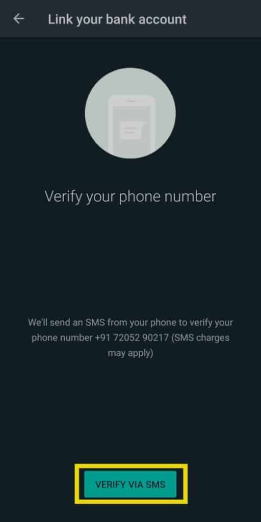Verify the payment options in WhatsApp.