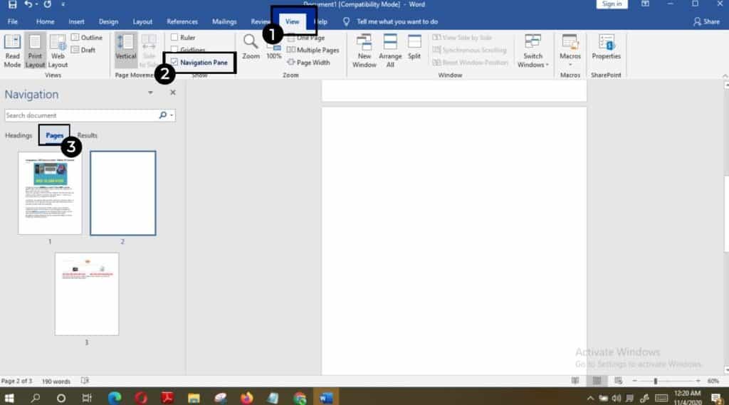 delete a blank page in Word step 2