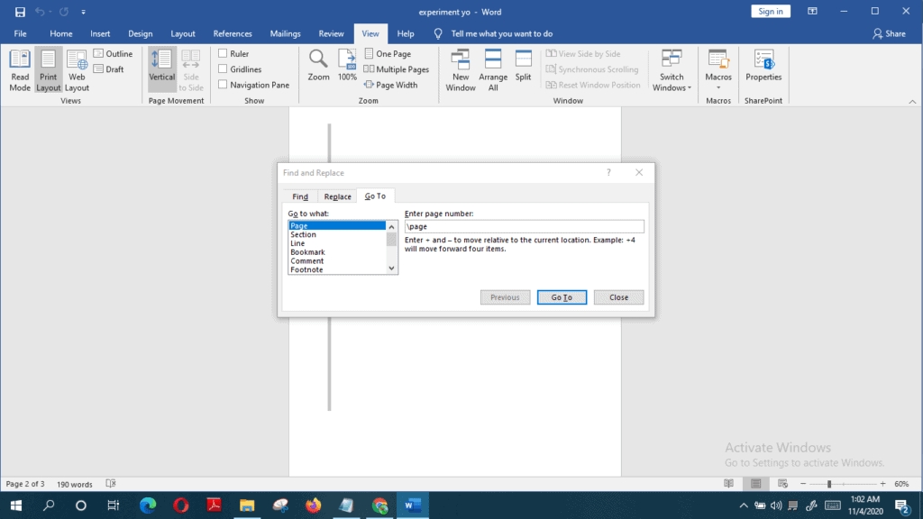 delete a blank page in Word Step 4