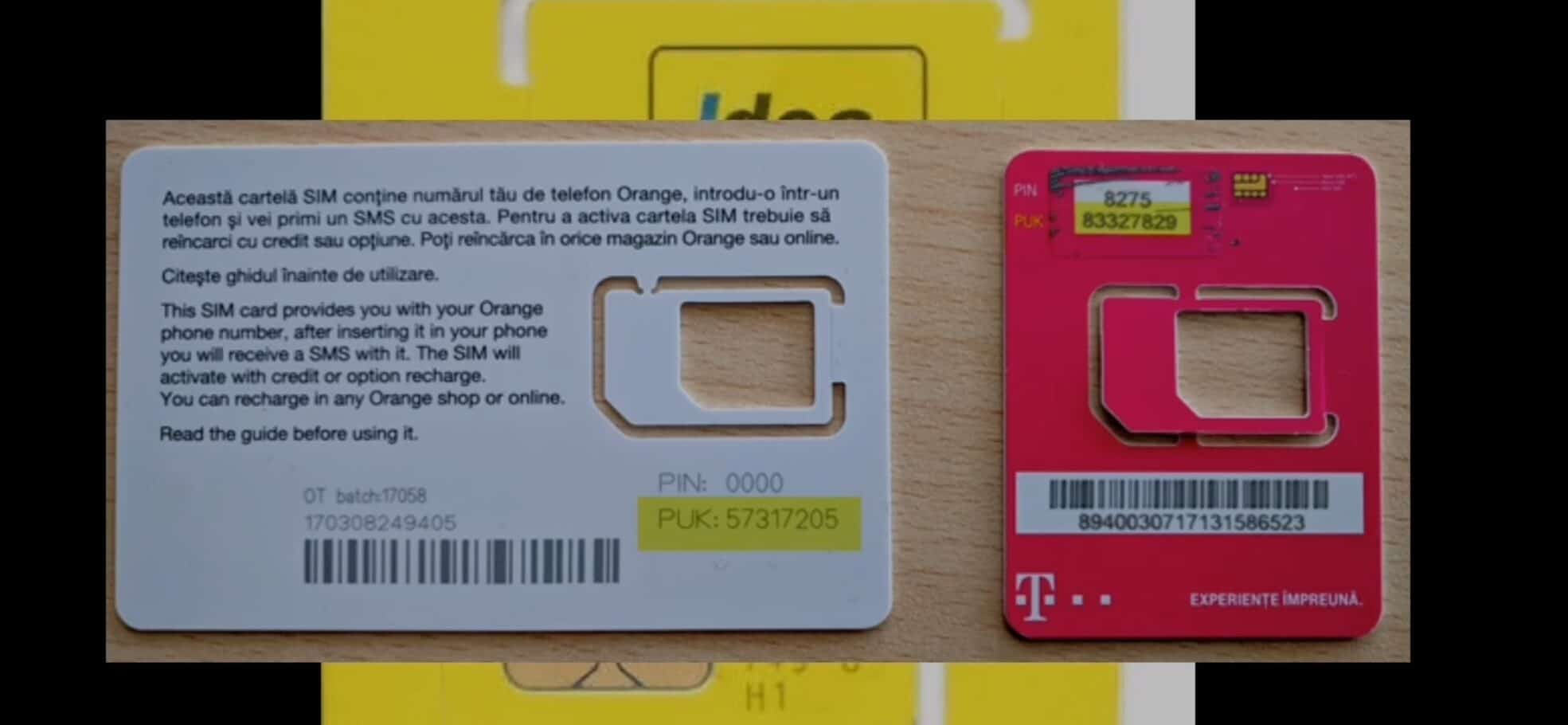 Know the Idea PUK code by using the SIM card packet