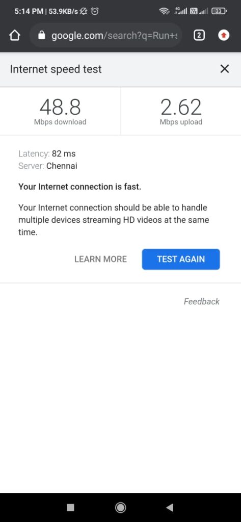 Jio speed test