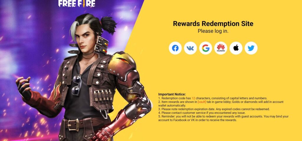 Free fire redeem site