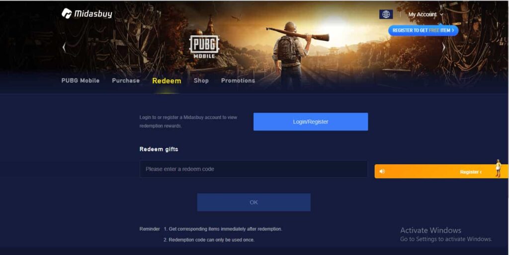 How to redeem PUBG codes 