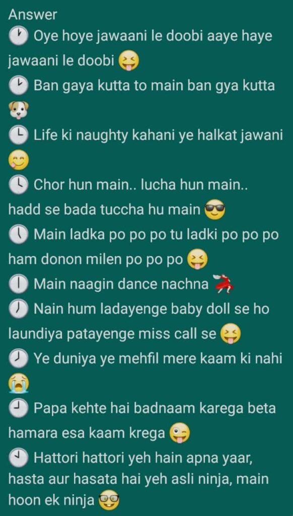 Whatsapp game guess the song answers
