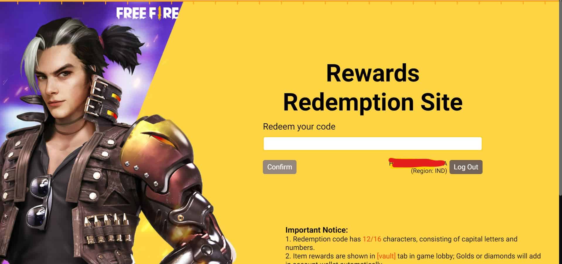 how to put redeem code in free fire max