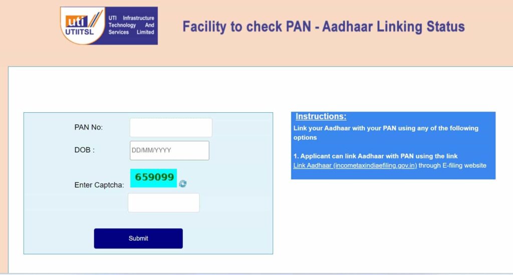 track the Aadhaar Card and PAN Card linking Status