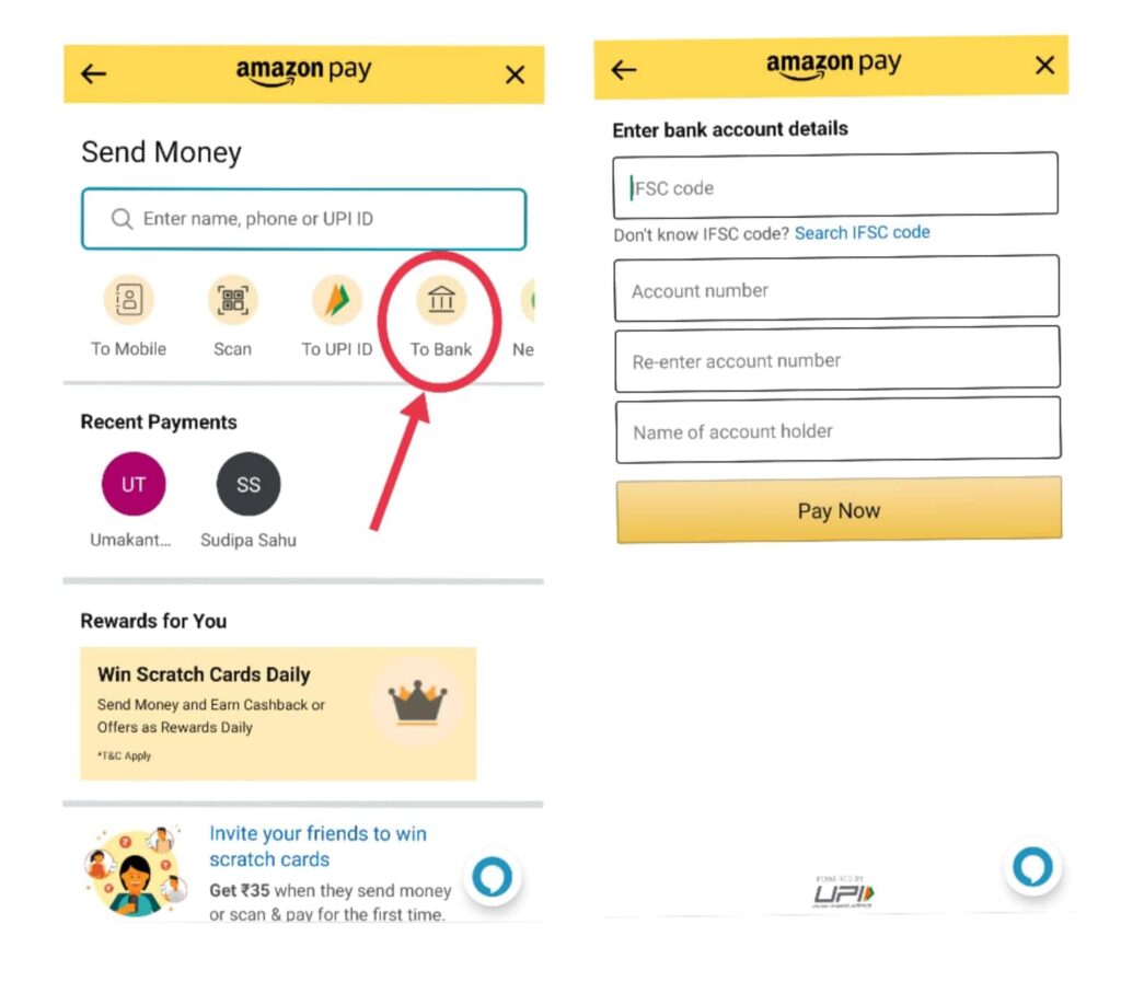 Step 2 to transfer amazon pay balance to bank