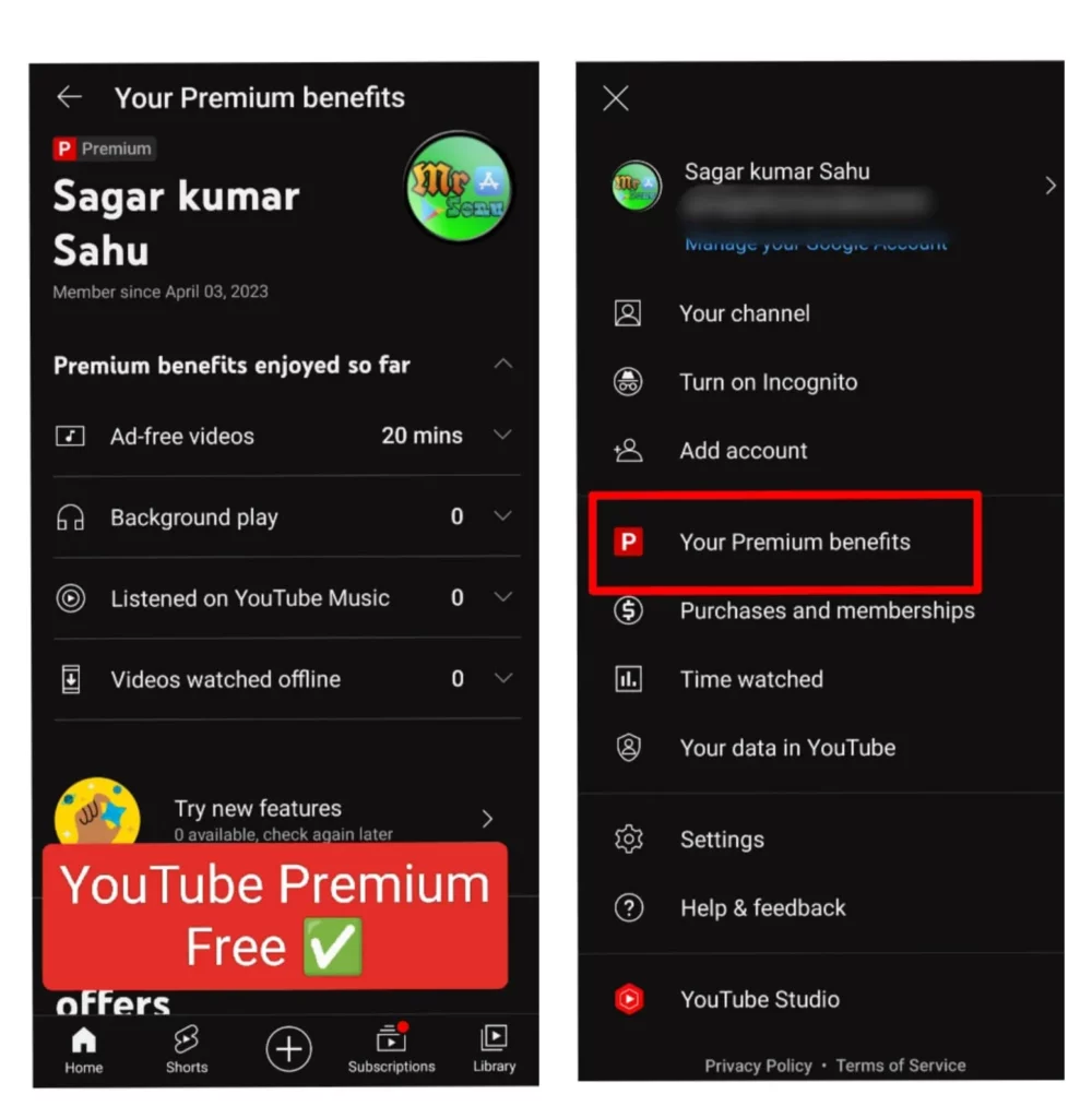 Finally got Free Youtube premium