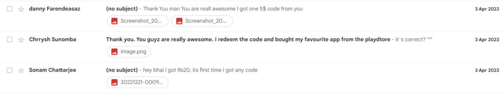 Free Google Play Redeem code Every day: Upto $10 and ₹100