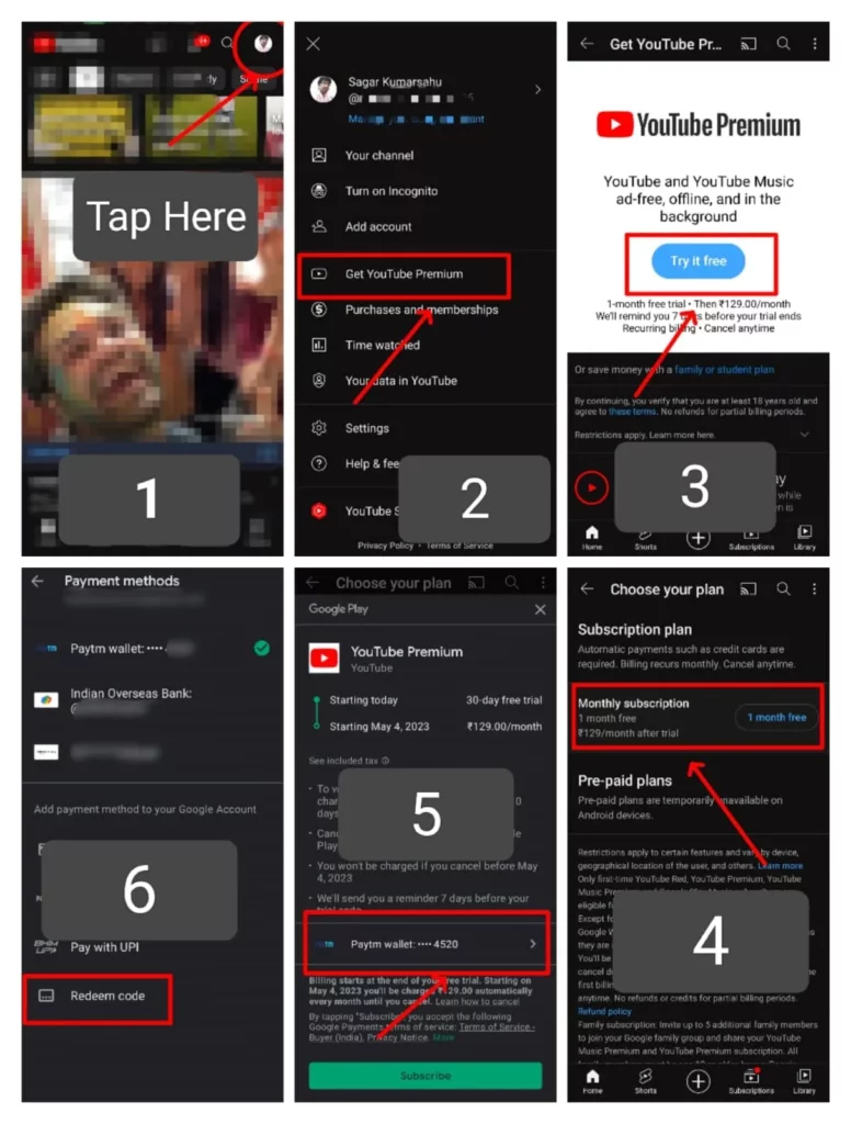 Steps to buy youtube premium free