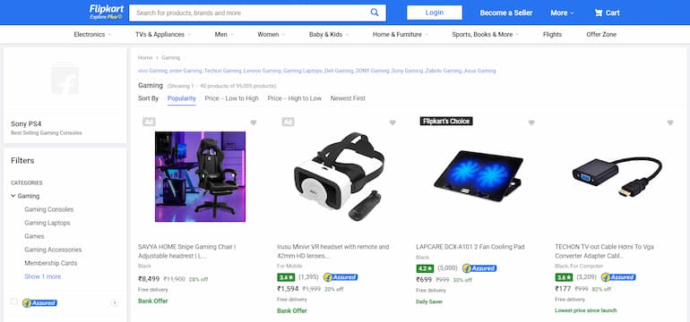 Best Online Store for Gaming - Flipkart