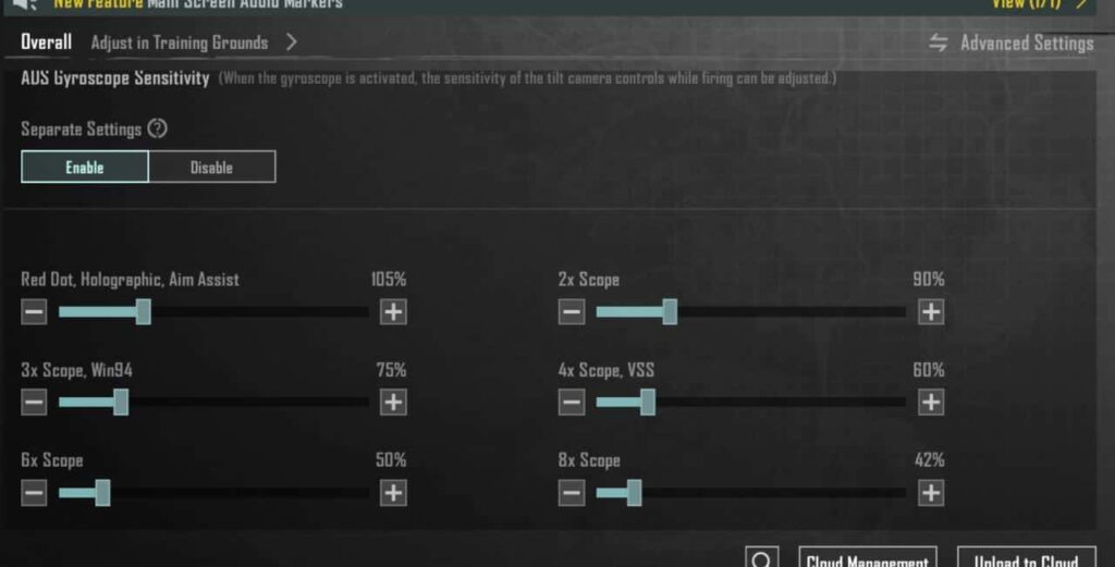 ADS Gyroscope Sensitivity