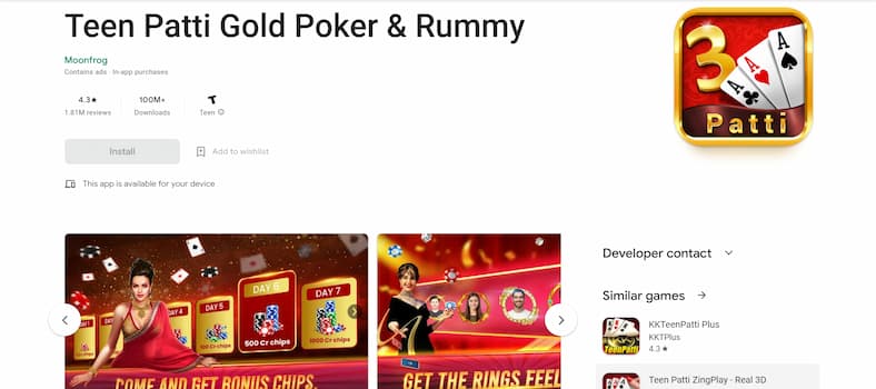 Teen Patti Gold Best Rummy App