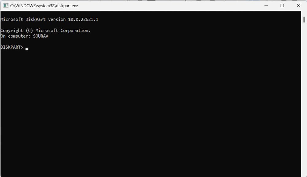 Using DiskPart in Command Prompt