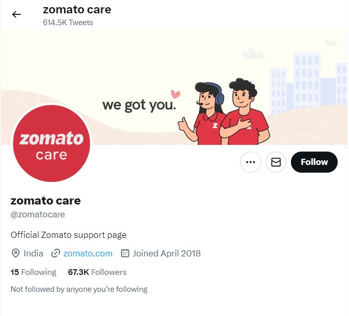 Zomato Customer Care via Twitter