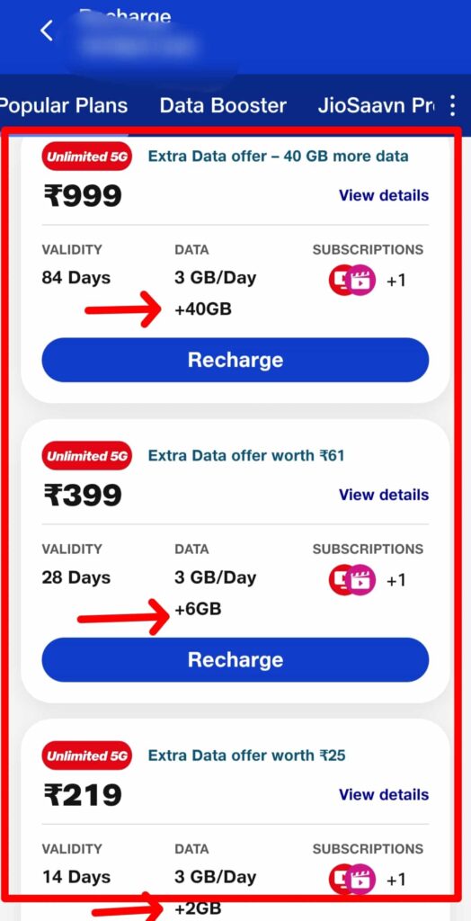 Jio additional free data