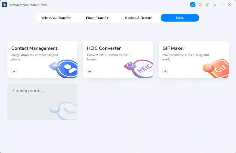 Open HEIC Converter on Wondershare MobileTrans