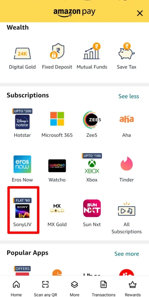 Amazon pay Sony LIV