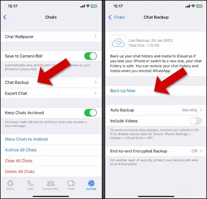 Chat Backup Using iCloud