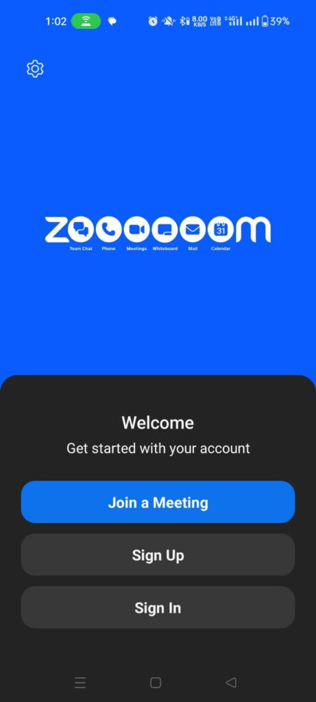 Zoom online call mobile