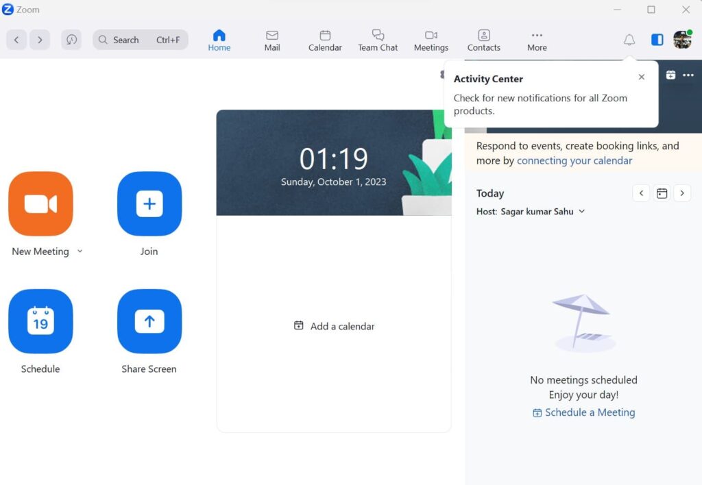 Zoom free call Desktop