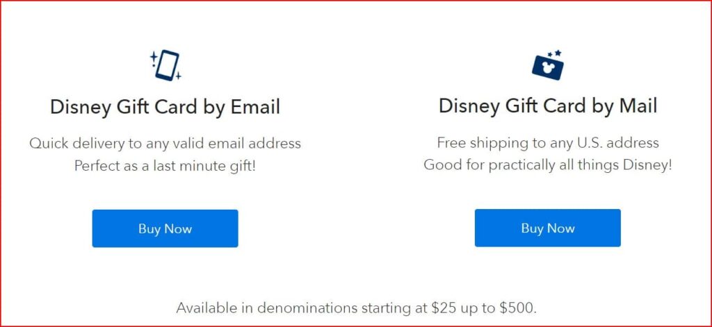 how to buy disney gift cards