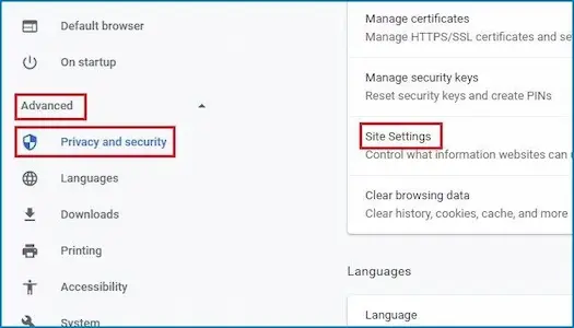 Advance setting of chrome