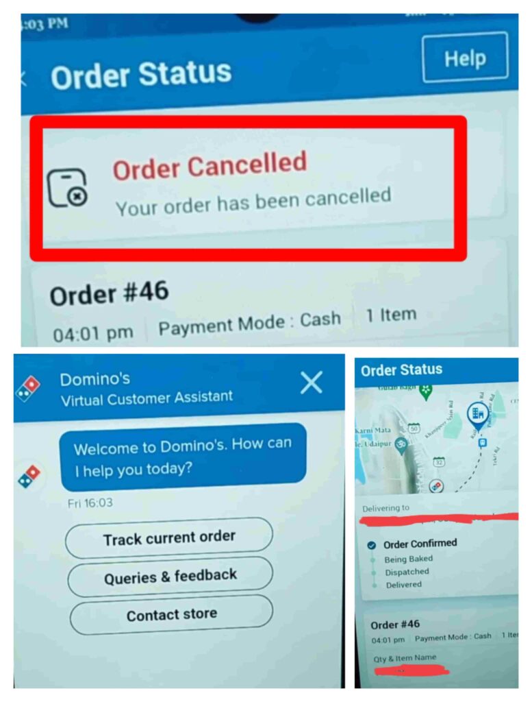 Cancel Domino's Order steps