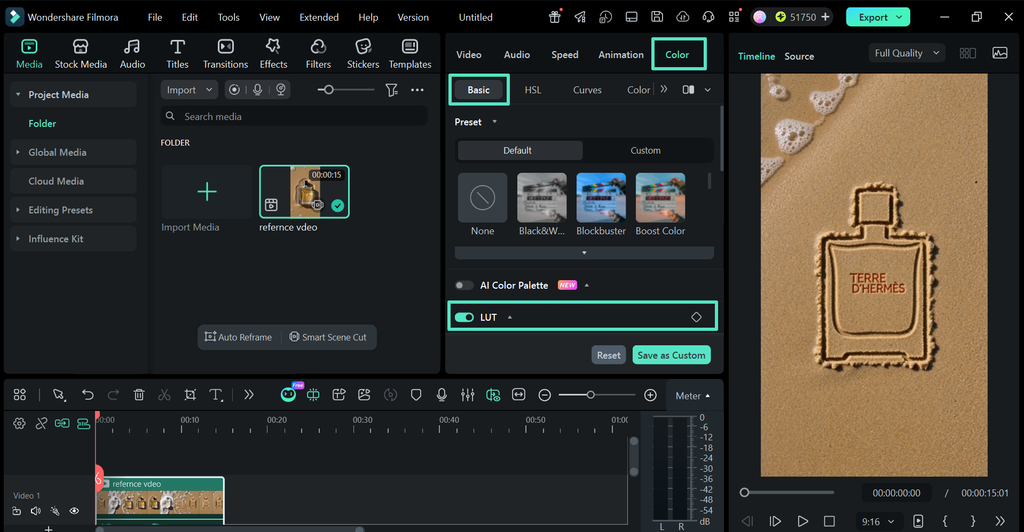 Open Color and Enable LUT