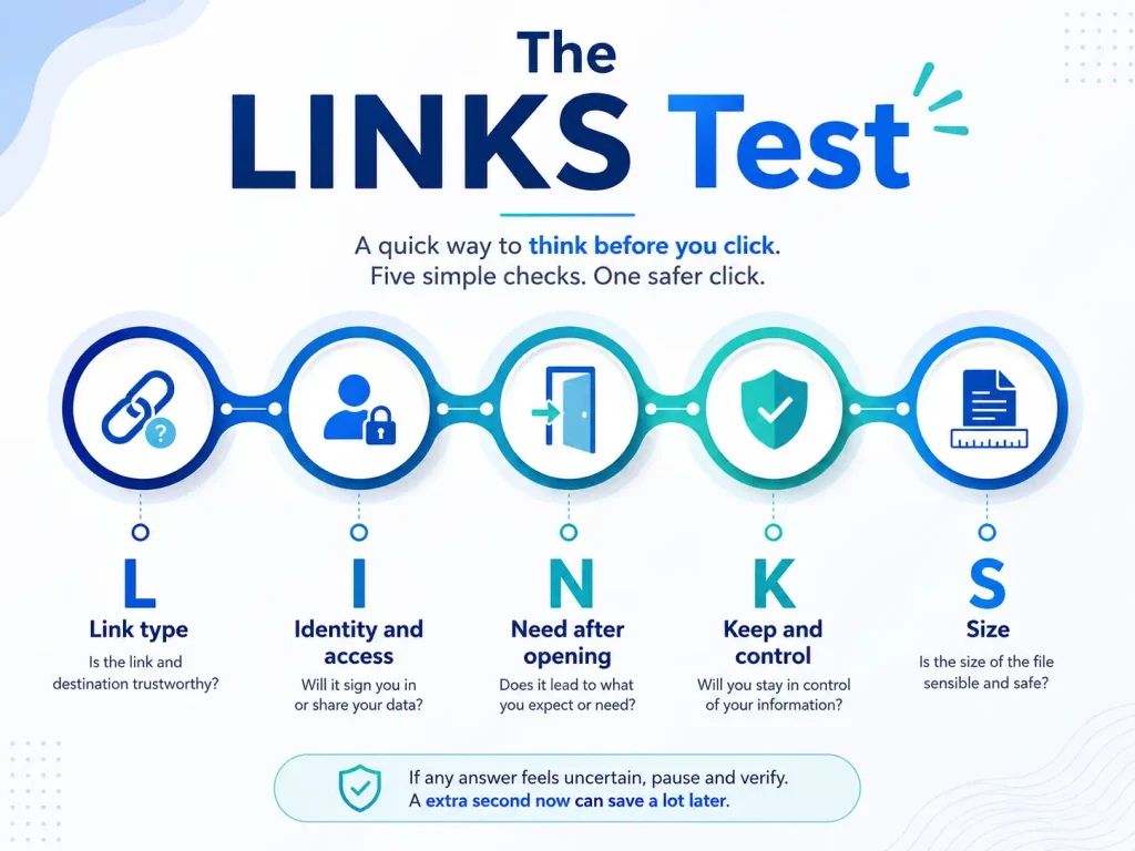 LINKS Test for comparing PDF hosting sites by link type, access, need, control and file size